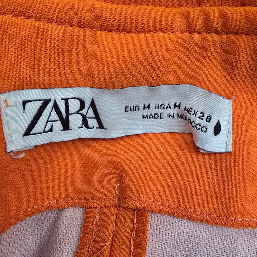 Zara Orange A Line Mini Skirt Womens M Mod Y2K Dopamine Dressing Chic Retro Mod - Picture 3 of 6